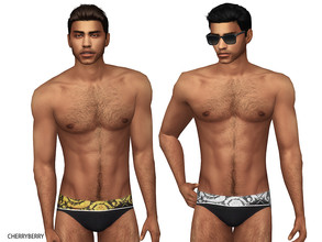 Sims 4 — Luxury Mens Swimwear by CherryBerrySim — Golden detail luxury mens swimwear for male sims. Hq 3 colors