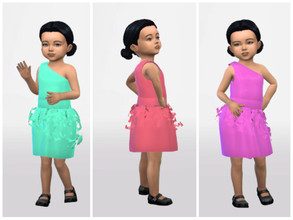 Sims 4 — ErinAOK Toddler Dress 0605 by ErinAOK — Toddler One Shoulder Dress 9 Swatches