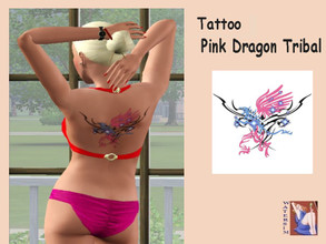 Sims 3 — ws  Tattoo Dragon Pink Tribal by watersim44 — A new created Tattoo for your Sims. Motiv Dragon in Pink with