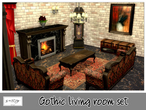 Sims 4 — Gothic Living room recolor by so87g — - Gothic Chandelier: cost 100$, you can find it in Light (Ceiling),