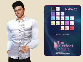 Sims 4 — The Perfect Night - Silk shirt by Birba32 — Shimmering silk shirt with a vertical decoration that makes it