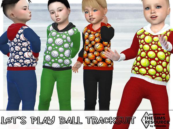 Sims 4 — Let's Play Ball Tracksuit- Needs GP Parenthood by Pelineldis — A cute tracksuit with ball prints for toddler