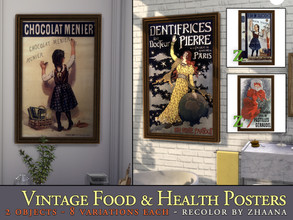 Sims 4 — Vintage Food & Health Posters by Zhaana — Are you a gourmet ? or you spend hours primping yourself ? These