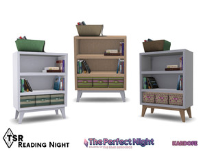 Sims 4 — The Perfect Night_Reading Night_Bookshelf by kardofe — Bookshelf with wicker basket on top and tidy boxes