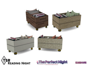 Sims 4 — The Perfect Night_Reading Night_Box by kardofe — Wooden box, on wheels, with books and cushions stored inside,