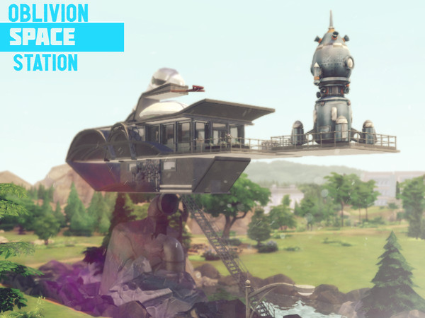 Sims 4 — Oblivion Space Station by GenkaiHaretsu — A futuristic cloud station perfect for any astronaut.