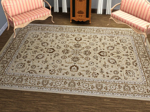 Sims 3 — Beige Floral 5x3 Rug by KeineSchatten — Rectangular old-fashioned floral print 5x3 rug. Made in TSRW.