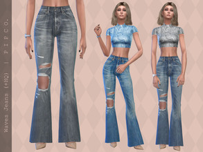 Sims 4 — Waves Jeans (Flared). by Pipco — Flared jeans in 7 colors. Base Game Compatible New Mesh All Lods HQ Compatible