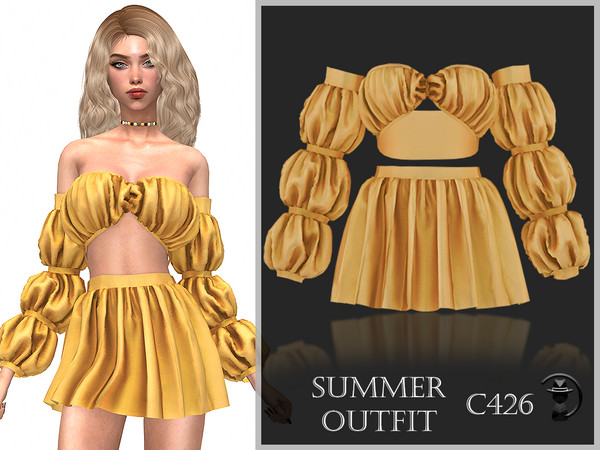 Sims 4 — Summer Outfit C426 by Daph's — 14 Swatches Compatible with HQ mod Works with all of skins Custom Thumbnail New