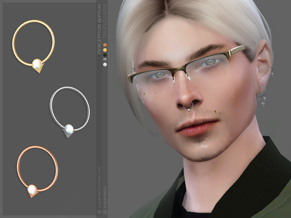 Sims 4 — Perception septum by sugar_owl — Male and female Septum piercing ring with an opal stone, available in different