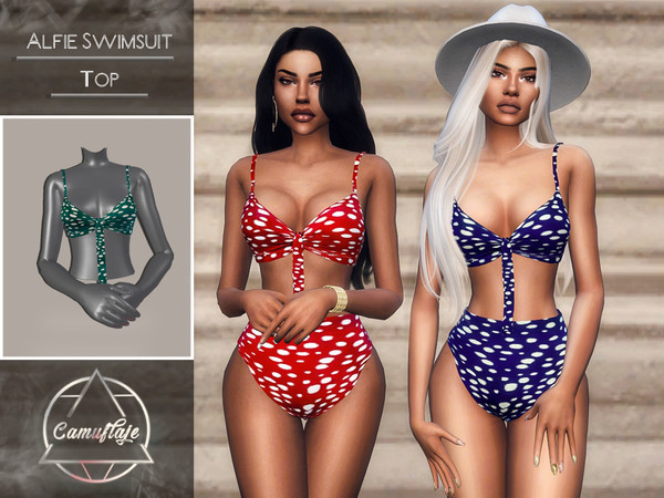 Sims 4 — Alfie Swimsuit - Top by Camuflaje — Cute polka dot inspired swimsuit for summer days ** Part of a set ** * New