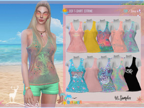 Sims 4 — T SHIRT  CITRINE by DanSimsFantasy — Female sleeveless shirt for summer. You have 48 samples. Cloning Item: Game