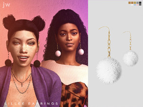 Sims 4 — Lillee Earrings by jwofles-sims — Fluffy pom pom earrings for your sims. Warning: These can conflict with alpha