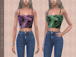 Sims 4 — Frond Top. by Pipco — A patterned top in 8 colors. Base Game Compatible New Mesh All Lods HQ Compatible Specular