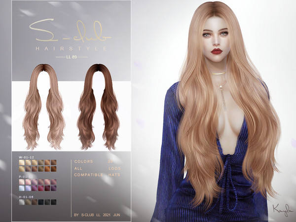 Sims 4 — sclub_ts4_LL hair_n89 by S-Club — The Curly long hair for The Sims 4. 30 swatches, hope you like, thank you!