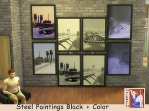 Sims 4 — ws Paintings Steel Set by watersim44 — New Paintings for your Sims. Comes in 8 swatches in black and color