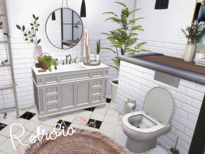 Sims 4 — Retrosia by GenkaiHaretsu — A bright, kalsic, retro bathroom