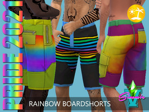 Sims 4 — SimmieV Pride21 Rainbow Board Shorts by SimmieV — Island Living in a rainbow kind of way. Celebrate Pride or