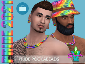 Sims 4 — SimmieV Pride21 Rainbow Pooka Necklace by SimmieV — Pooka beaded necklaces never go out of style, right? These