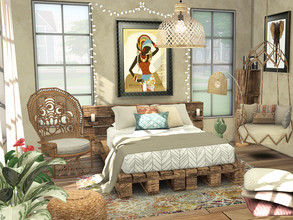 Sims 4 — Boho Bedroom // CC needed  by Flubs79 — here is a cozy and rustic Boho Style Bedroom for your Sims it is Africa