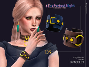 Sims 4 — The Perfect Night - Leather Bracelet by DailyStorm — Wide leather bracelet with additional leather overlays,