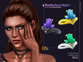 Sims 4 — The Perfect Night - Evening Queen Ring  by DailyStorm — Metal ring with a pointed front end and three large