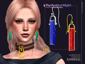 Sims 4 — The Perfect Night - Evening Deco Earrings by DailyStorm — Earrings with a metal open clasp with a long