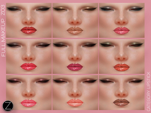 Sims 4 — FULL MAKEUP Z03 by ZENX — -Base Game -All Age -For Female -9 colors -Works with all of skins -Compatible with HQ