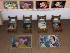 Sims 4 — First set Snow White (Toodlers) by julimo2 — Set Snow White Includes - 8 Toddlers Bed - 8 Paintings (With mood