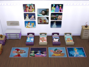 Sims 4 — First Set Cinderella (Toddlers) by julimo2 — Set Cinderella (Toddlers) Includes - 4 Toddlers Bed - 8 Paintings
