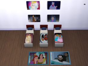 Sims 4 — Second Set Cinderella (Children) by julimo2 — Set Cinderella Includes - 7 Children Beds - 8 Paintings (With mood
