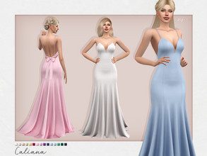 Sims 4 — Caliana Dress by Sifix2 — A slinky, elegant mermaid gown with straps and a bow in the back. Available in 20