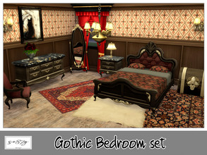 Sims 4 — Gothic bedroom set by so87g — - Gothic Side Table: cost 300$ you can find it in surfaces - end table / accent