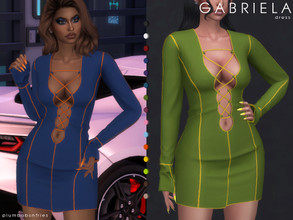 Sims 4 — GABRIELA | dress by Plumbobs_n_Fries — Shoelace front bodycon dress New Mesh HQ Texture Female | Teen - Elders