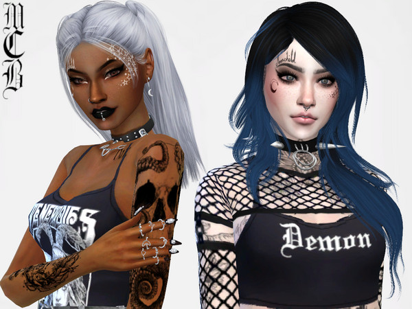 Sims 4 — Moonchild Face Tattoo by MaruChanBe2 — Face tattoo with moonchild text, moon and stars. Two colors, black and