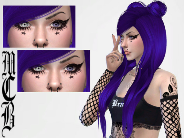 Sims 4 — Kiira Eyeliner by MaruChanBe2 — Cute Eyeliner with stars. Two variations.
