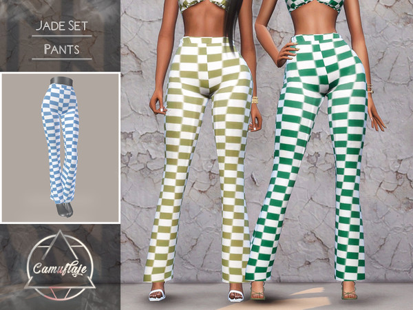Sims 4 — Jade Set - Pants by Camuflaje — Cute and edgy set that includes a top and pants ** Part of a set ** * New mesh *