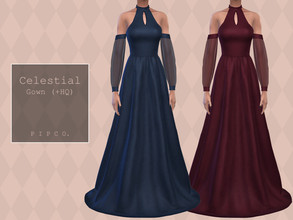 Sims 4 — Celestial Gown. by Pipco — An elegant gown with transparent sleeves in 18 colors. Base Game Compatible New Mesh