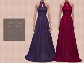Sims 4 — Celestial Gown (Sleeveless). by Pipco — An elegant gown in 18 colors. Base Game Compatible New Mesh All Lods HQ