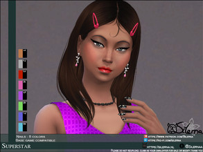 Sims 4 — Superstar by Silerna — - Base game compatible - New mesh - all lods - Located in Gloves - 8 different colors -