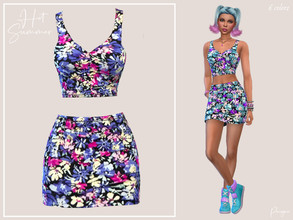 Sims 4 — HotSummer by Paogae — A summer outfit, fresh and floral, consisting of top and miniskirt, in six cheerful