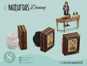 Sims 4 — Naturalis Dining books 2 by SIMcredible! — Although this file looks like decor books, it acts like a bookshelf.