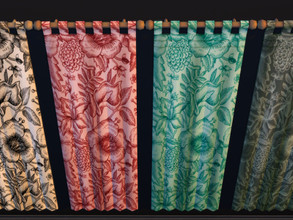 Sims 4 — Floral Curtain by aitchro — Using one of my other illustrations to decorate a base game curtain. 