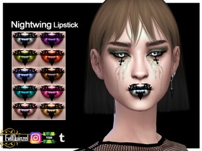 Sims 4 — Nightwing Lipstick by EvilQuinzel — A bat Liptstick for a beautiful gothic look! - Lipstick category; - Female