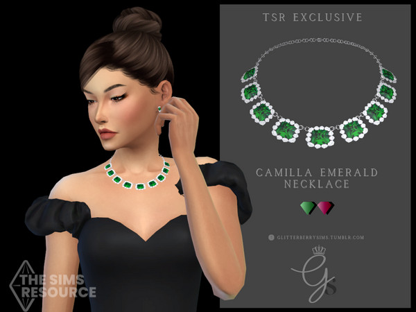Sims 4 — Camilla Emerald Necklace by Glitterberryfly — A necklace that will certainly become a showstopper! The Camilla