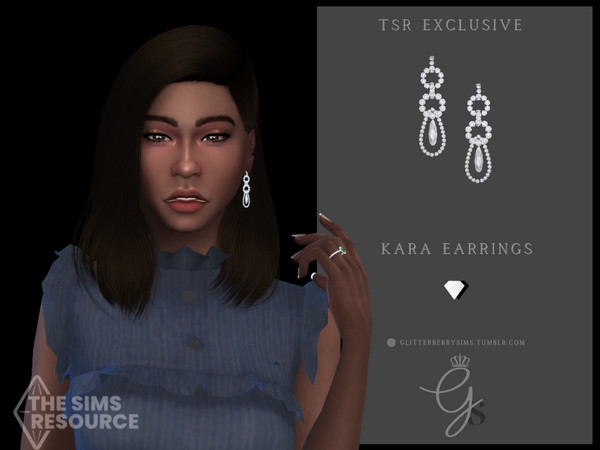 Sims 4 — Kara Earrings by Glitterberryfly — Some gorgeous diamond drop down earrings. Comes in one swatch