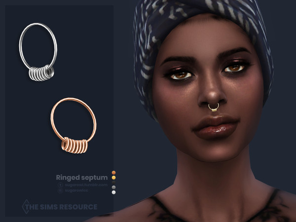 Sims 4 — Ringed septum by sugar_owl — Metal septum piercing, available in different colors: silver, gold, and copper. -
