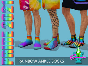 Sims 4 — SimmieV Pride21 Rainbow Ankle Socks by SimmieV — When you need just a little bit of rainbow in your day, these