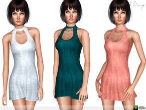Sims 3 — Keyhole Velvet Mini Dress by ekinege — Keyhole neck velvet shift dress.