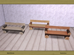 Sims 4 — Matthew. Bench by soloriya — Wooden bench. Part of Matthew set. 3 color variations. Category: Comfort -